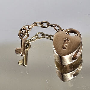 Genuine Pandora 14ct 14k Gold Key To My Heart Lock & Key Charm Retired